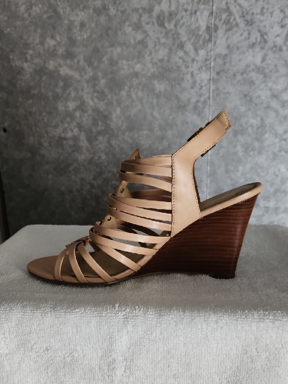 Women's Nude Strappy High Heel Sandals (size 7)